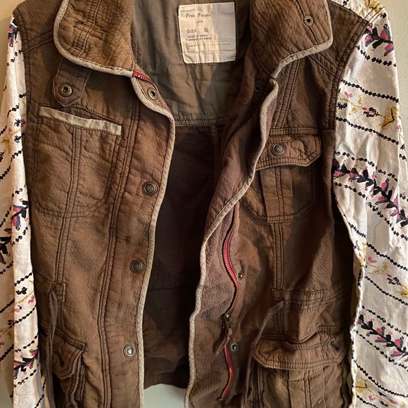 Free People Brown Jacket with Embroidered Sleeves - Picture 1 of 4